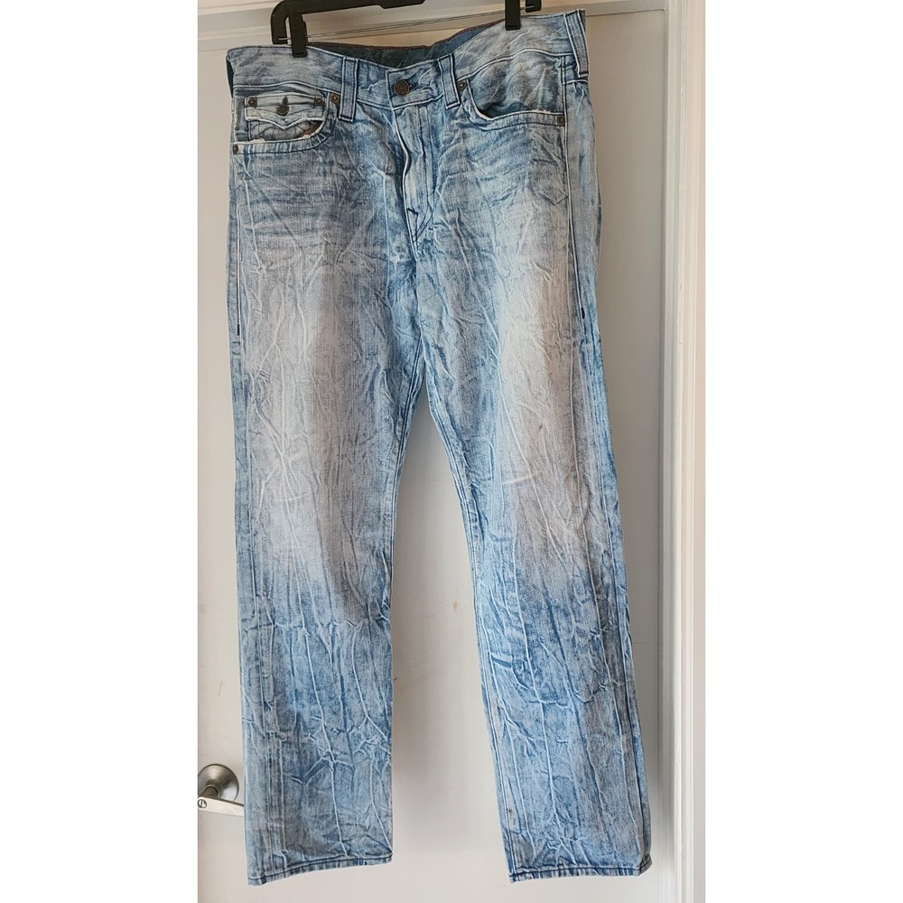 True Religion Geno Relaxed Slim Straight Leg Denim Jeans 38X33 Men's @35